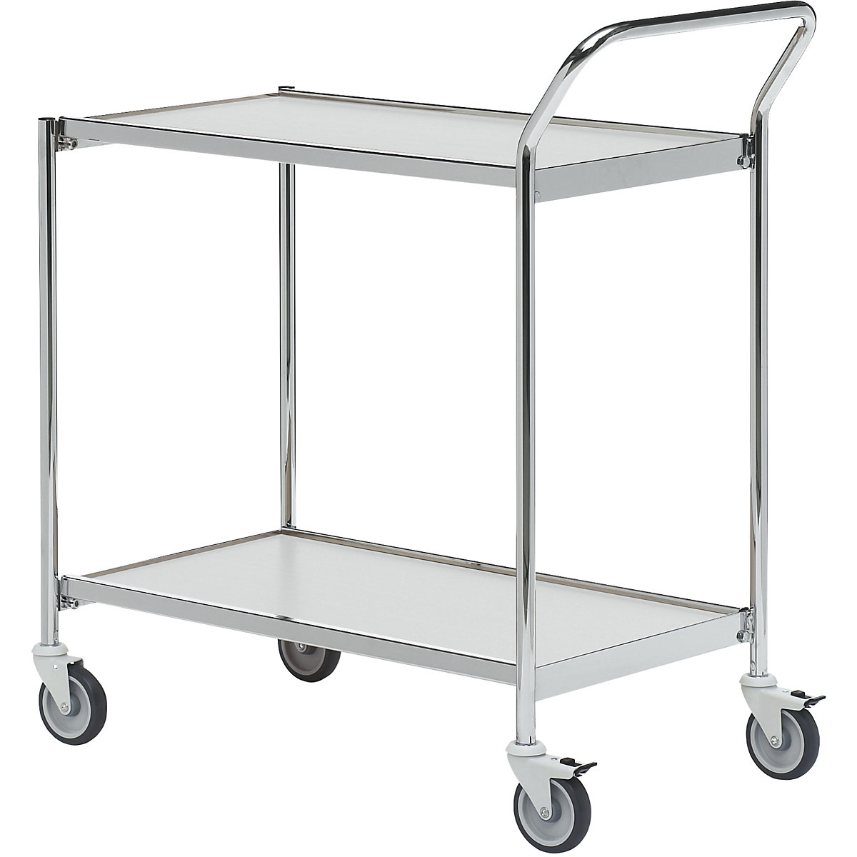 Stolový vozík – HelgeNyberg, 2 etáže, d x š 800 x 420 mm, chrom / šedá, od 5 ks-23