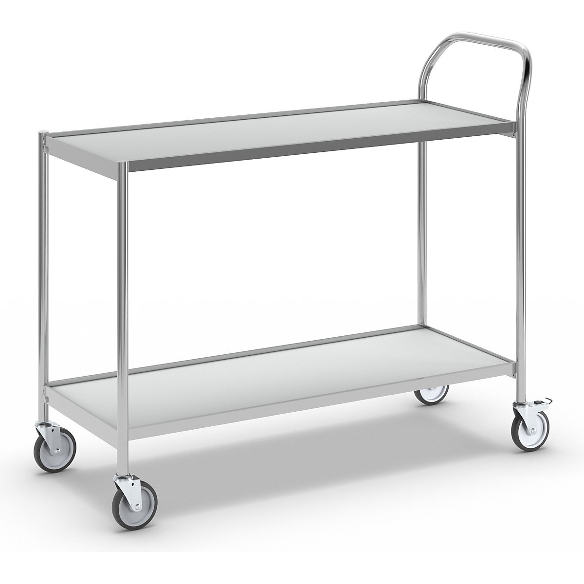 Stolový vozík – HelgeNyberg, 2 etáže, d x š 1000 x 420 mm, chrom / šedá-6