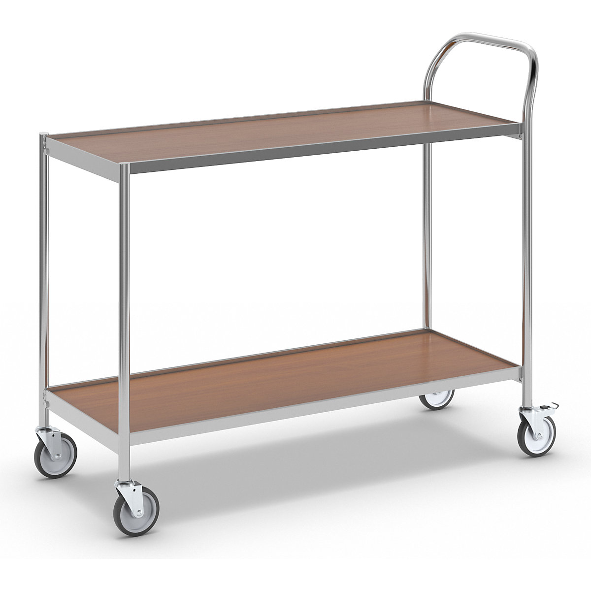 Stolový vozík – HelgeNyberg, 2 etáže, d x š 1000 x 420 mm, chrom / buk-9