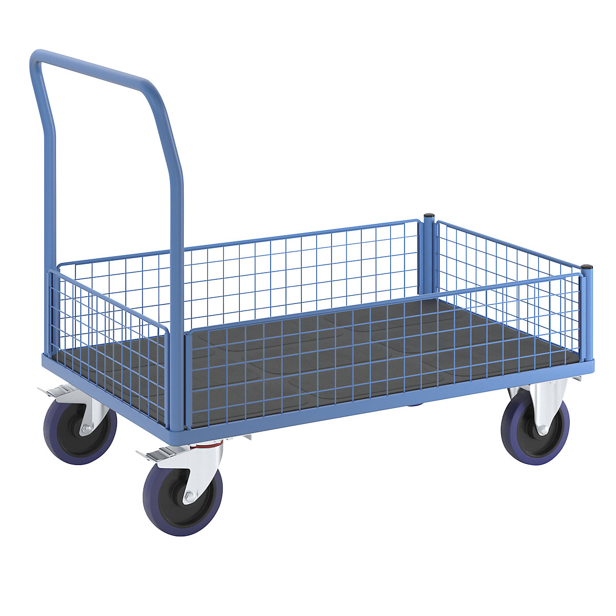 Plošinový vozík s mřížkami v poloviční výšce - eurokraft pro