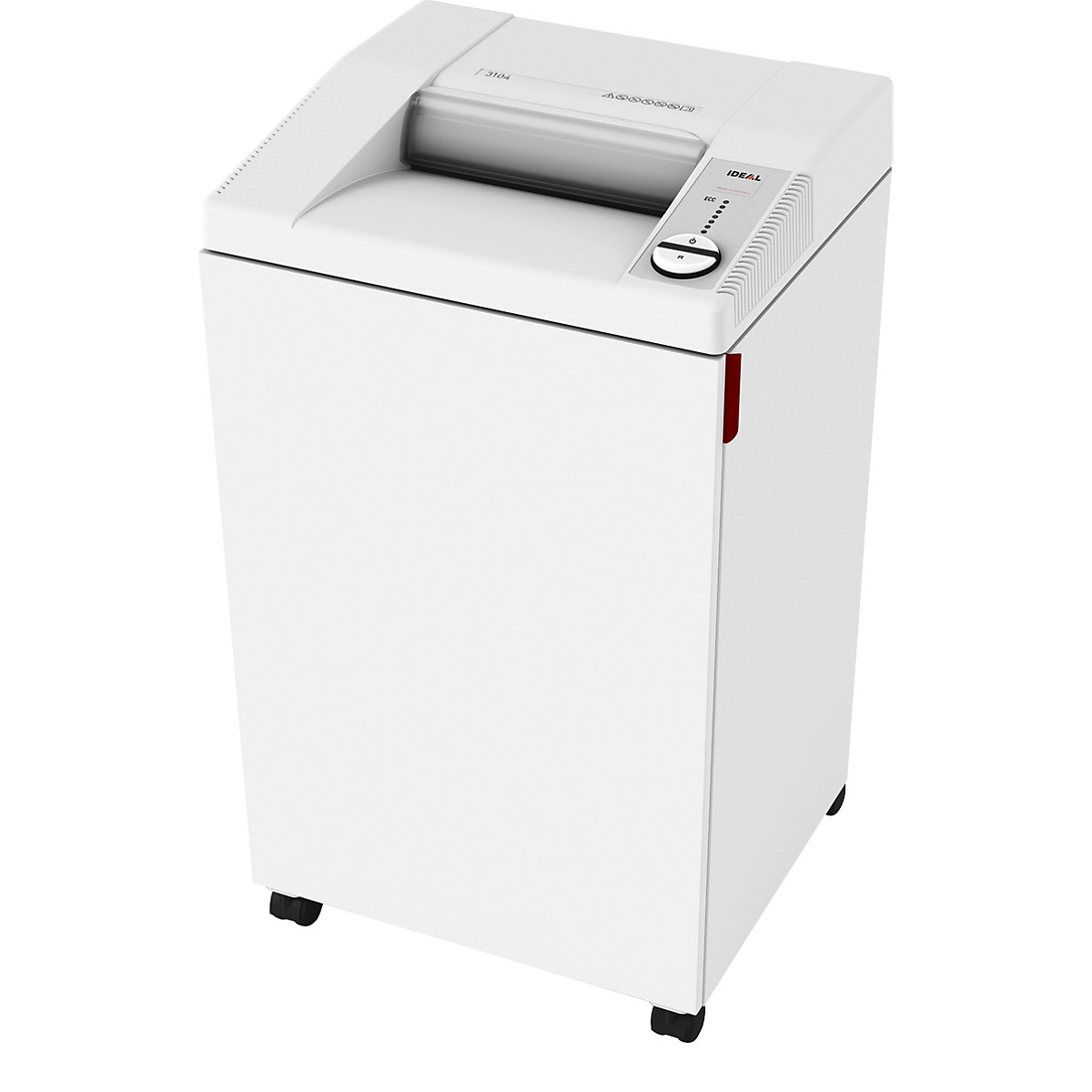 IDEAL – Distrugător de documente 3104, capacitate de captare 120 l, 26 – 28 foi, grad de securitate P-2, franjuri
