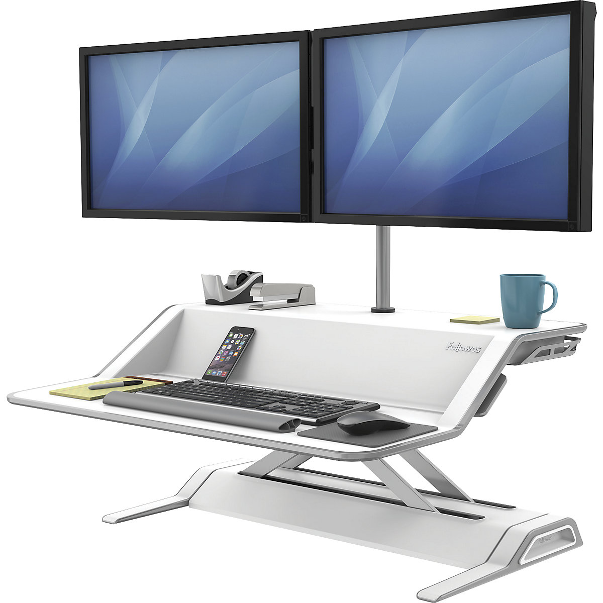Stație de lucru pe scaun sau în picioare Lotus™ – Fellowes, î. x lăț. x ad. 140 x 832 x 616 mm, alb-0