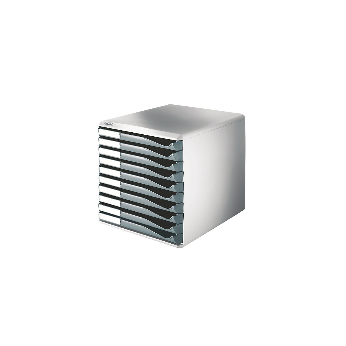 Cutie pentru dosare – Leitz, set de corespondență și formulare, carcasă gri, sertare gri închis, 10 sertare-0