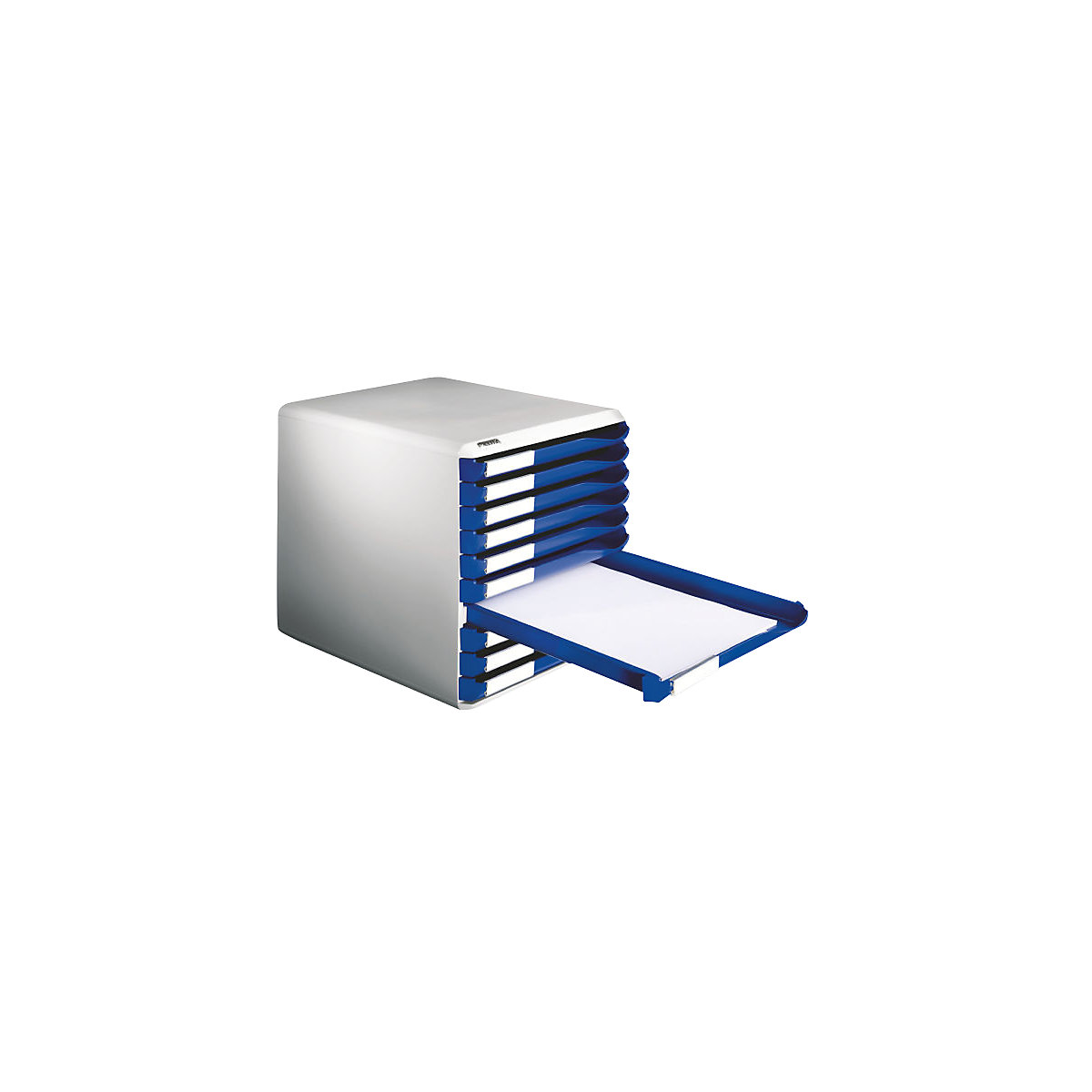 Cutie pentru dosare – Leitz, set de corespondență și formulare, carcasă gri, sertare albastre, 10 sertare-0