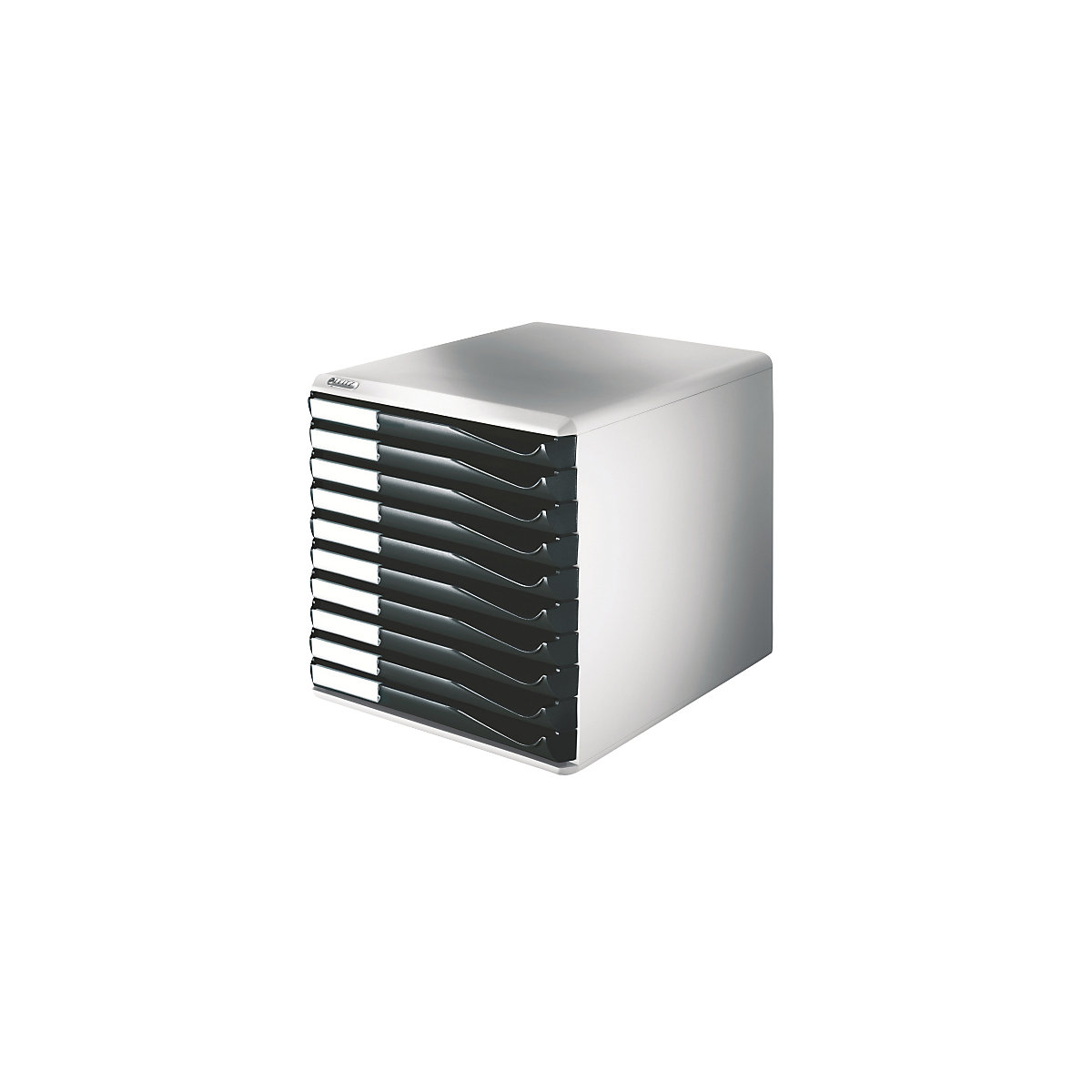 Cutie pentru dosare – Leitz, set de corespondență și formulare, carcasă gri, sertare negre, 10 sertare-0
