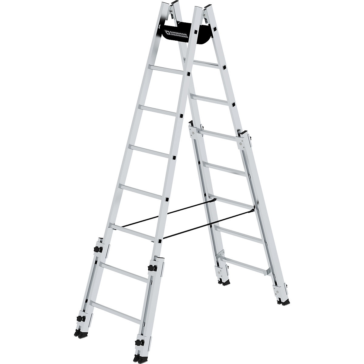 Aluminiowa drabina rozstawna ze szczeblami – MUNK, do zastosowania na schodach, 2 x 8 szczebli-0