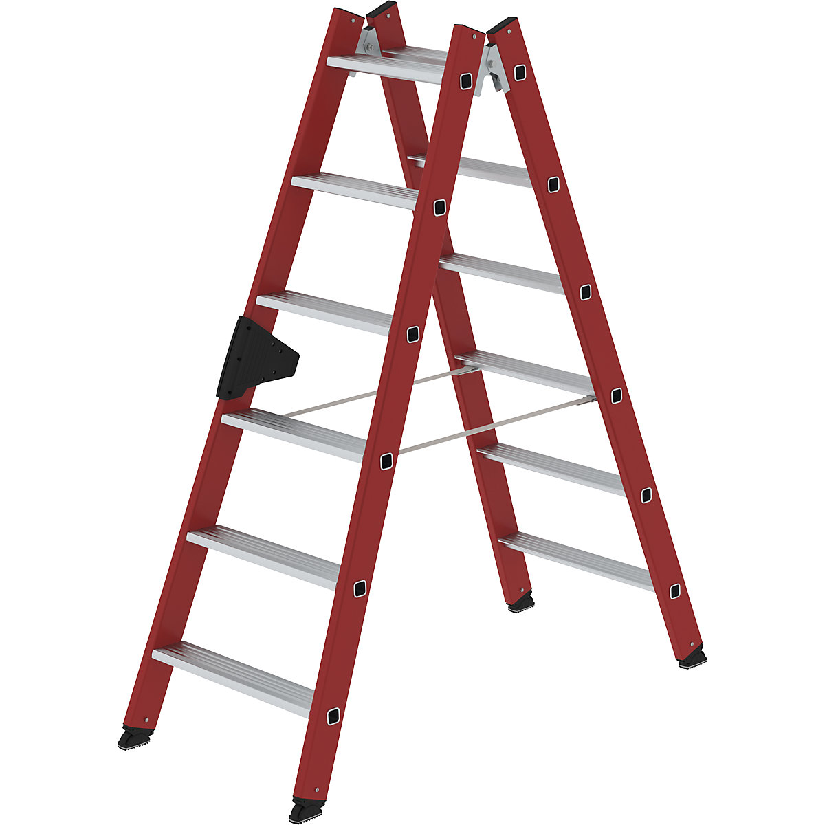 Drabina z tworzywa – MUNK, z ryflowanymi stopniami aluminiowymi, 2 x 6 stopni-0