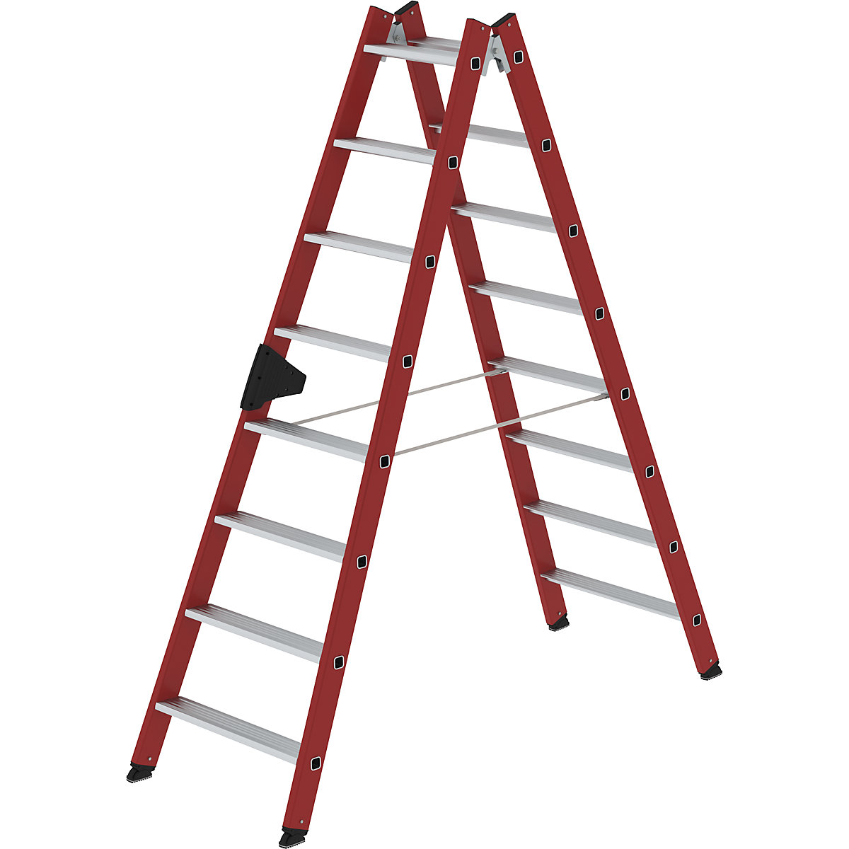 Drabina z tworzywa – MUNK, z ryflowanymi stopniami aluminiowymi, 2 x 8 stopni-0
