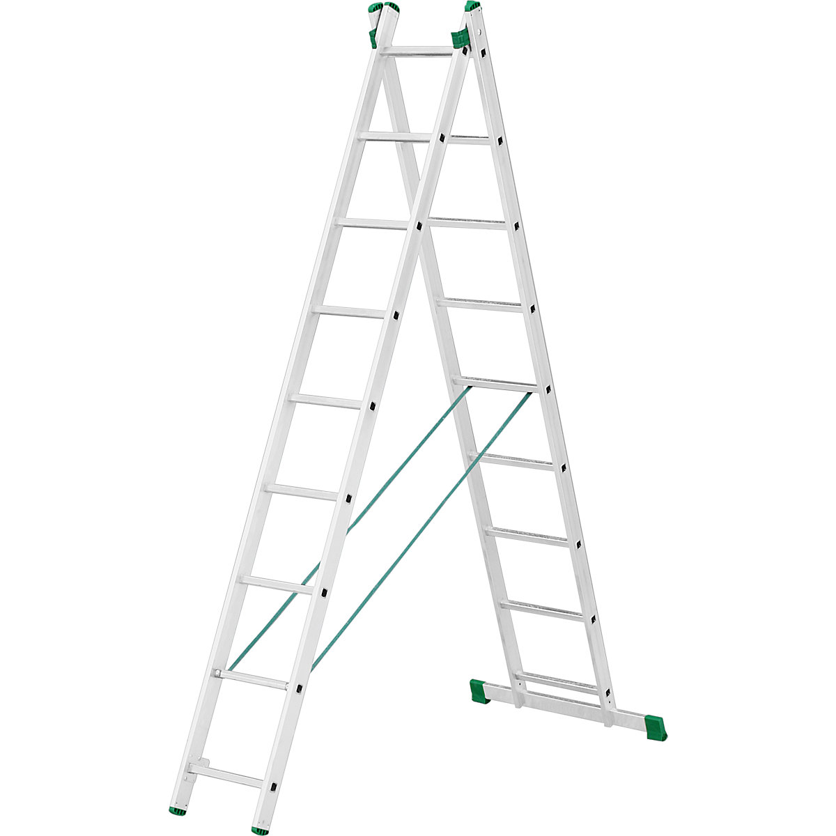 Uniwersalna drabina z aluminium, 2-częściowa, 2 x 9 szczebli-0