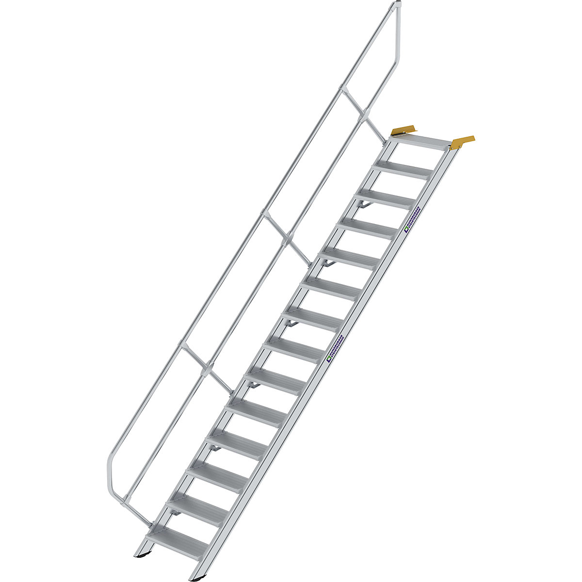 Schody przemysłowe – MUNK, stopnie aluminiowe, szer. stopni 600 mm, 14 stopni-0