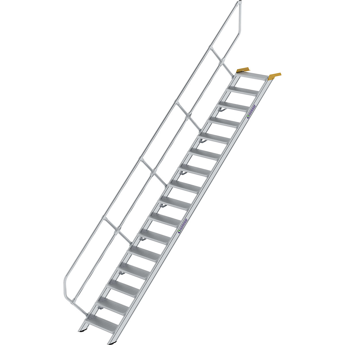 Schody przemysłowe – MUNK, stopnie aluminiowe, szer. stopni 600 mm, 16 stopni-0