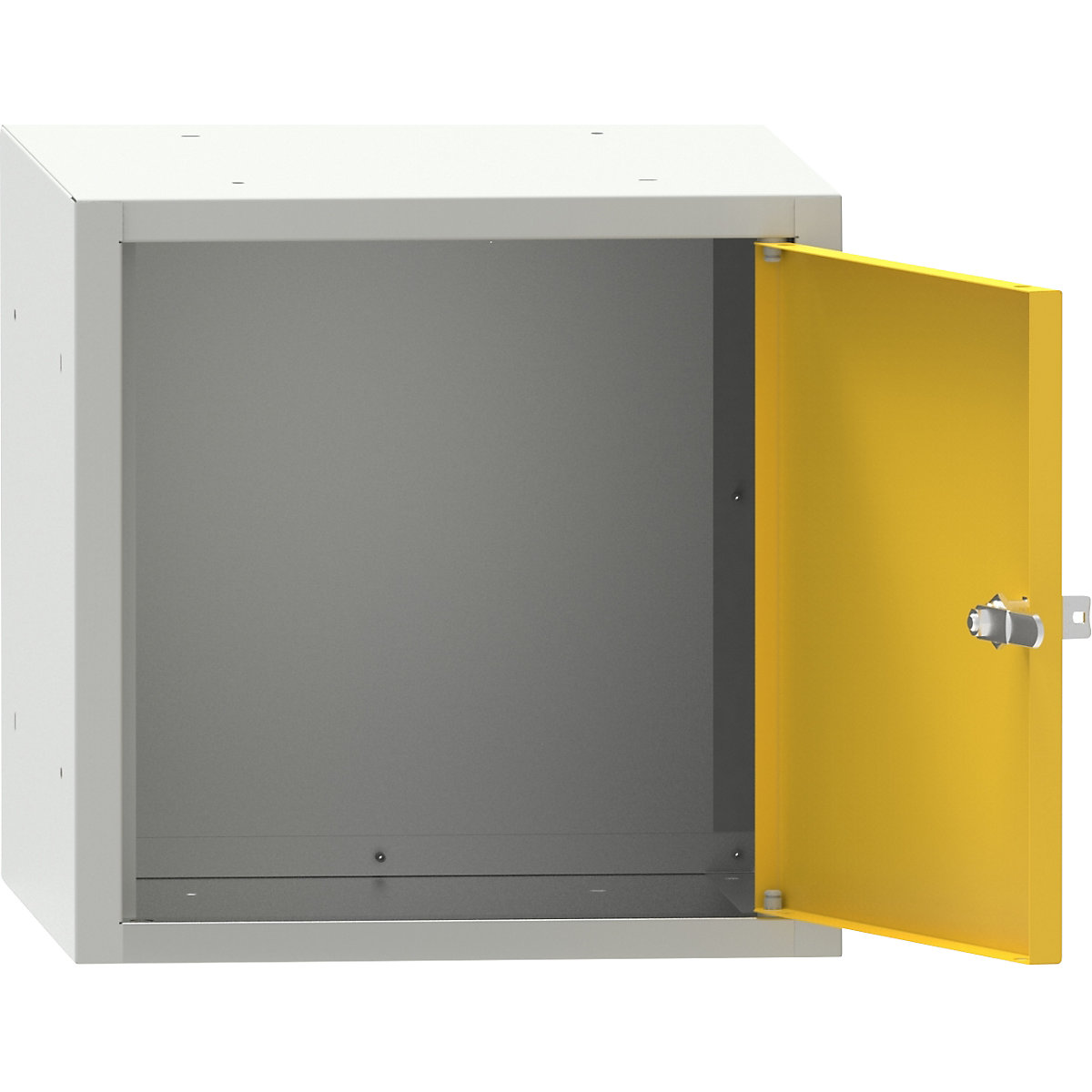 Boxă cu încuietoare Lysa, î. x lăț. x ad. 350 x 350 x 426 mm, gri deschis / galben zinc-0