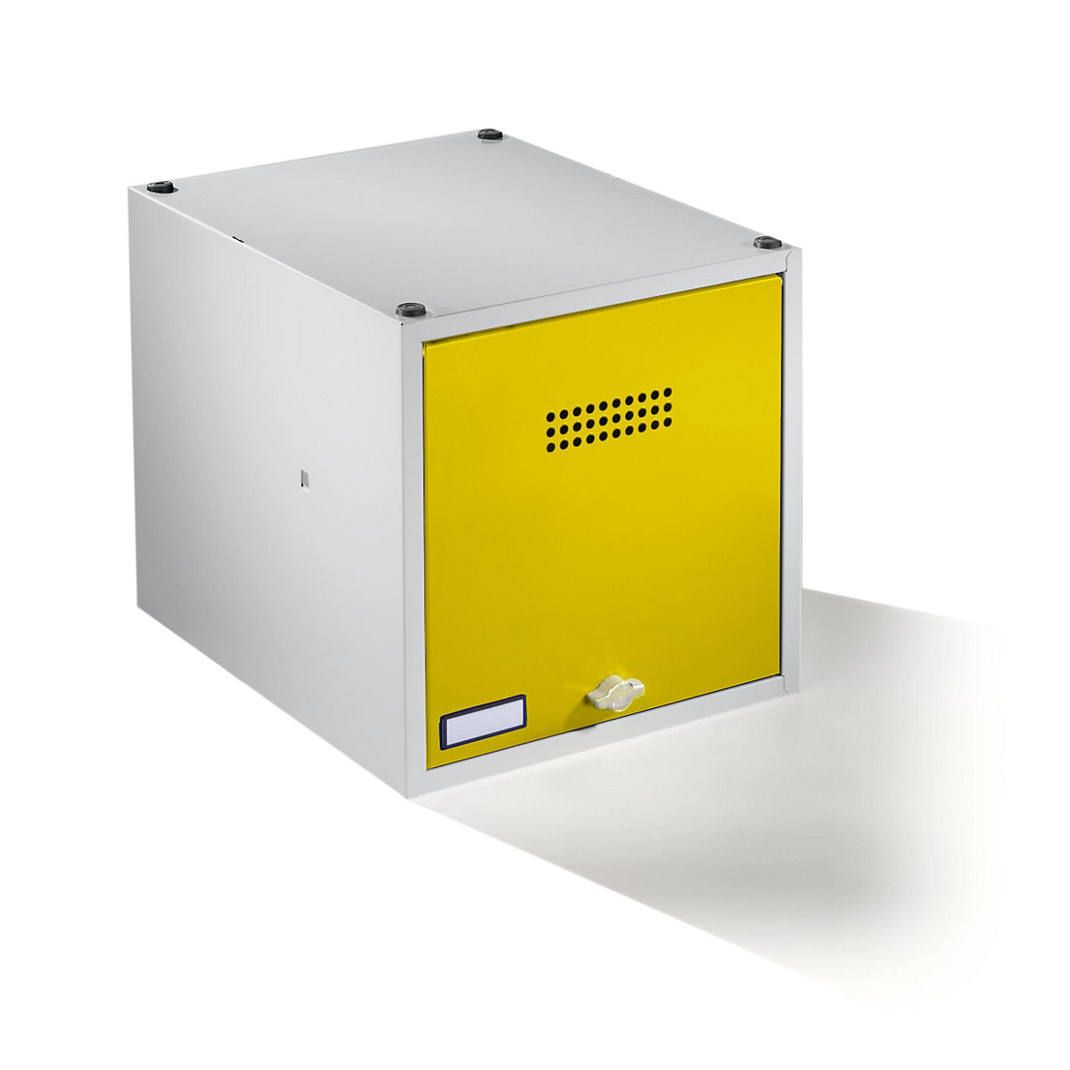 Compartiment individual cu încuietoare Köln, extensibil – Wolf, î. x lăț. x ad. 400 x 400 x 500 mm, pentru lacăt, ușă galben zinc-0
