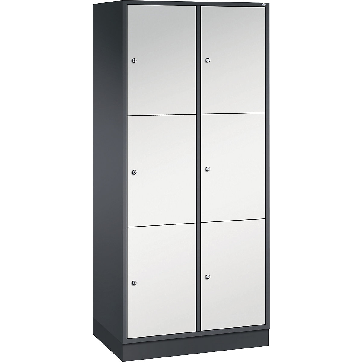 Dulap cu 3 compartimente cu încuietoare Intro – C+P, 2 module, gri negru / gri deschis, lăț. x ad. 820 x 500 mm-0