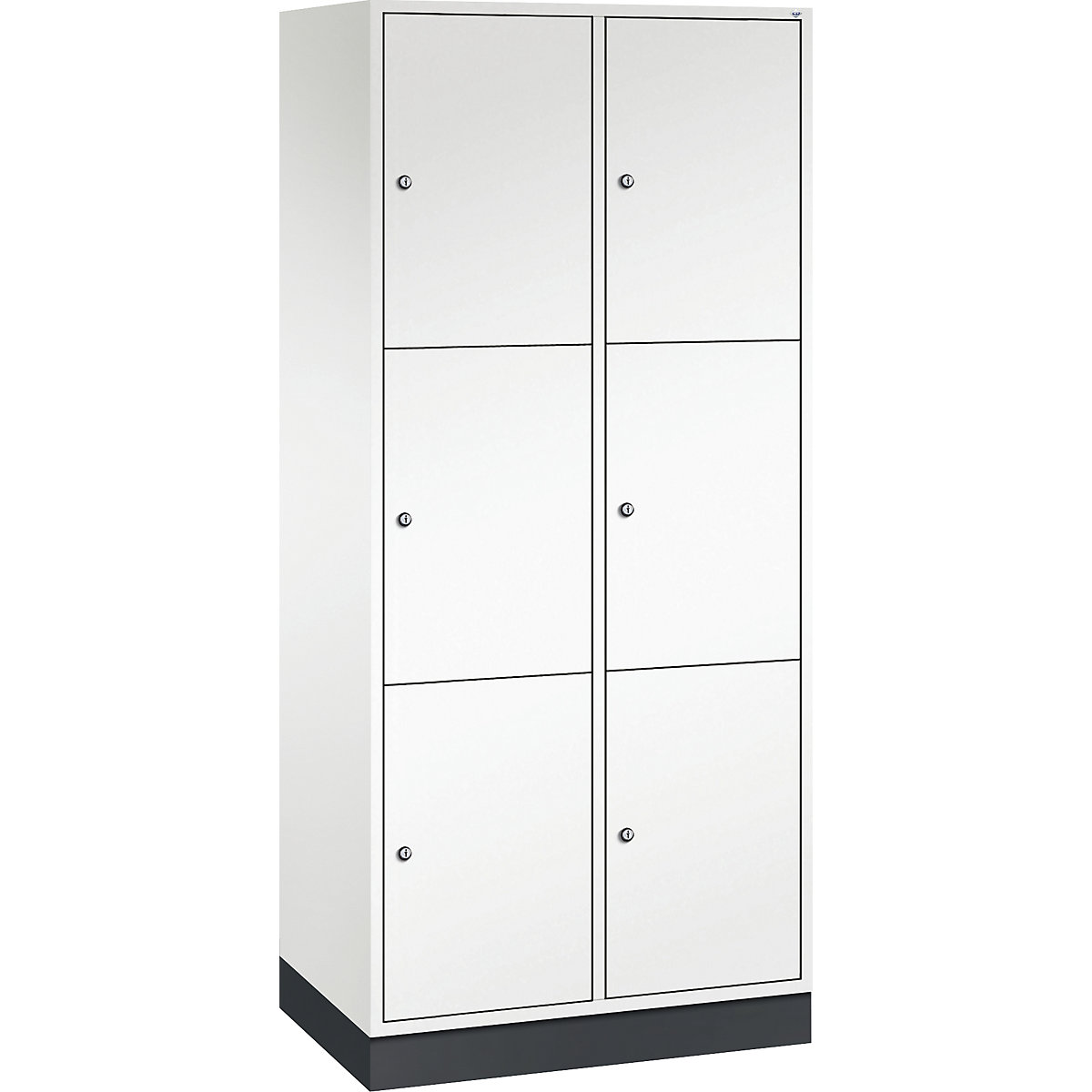 Dulap cu 3 compartimente cu încuietoare Intro – C+P, 2 module, alb pur, lăț. x ad. 820 x 500 mm-0