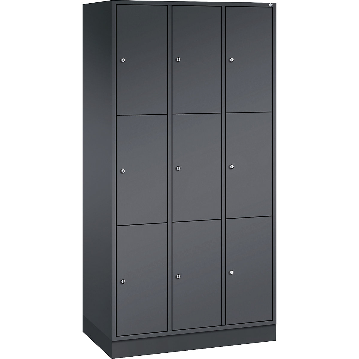 Dulap cu 3 compartimente cu încuietoare Intro – C+P, 3 module, gri negru, lăț. x ad. 920 x 500 mm-0