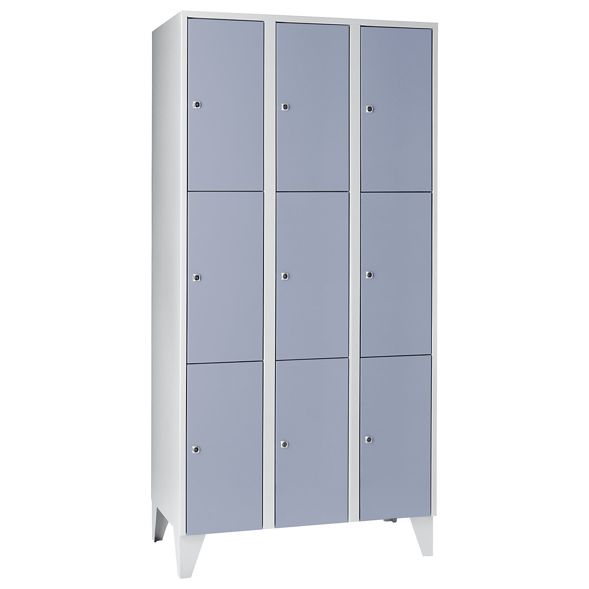 Dulap cu 3 compartimente cu încuietoare München – Wolf, 3 module, lățime 900 mm, gri-argintiu-0
