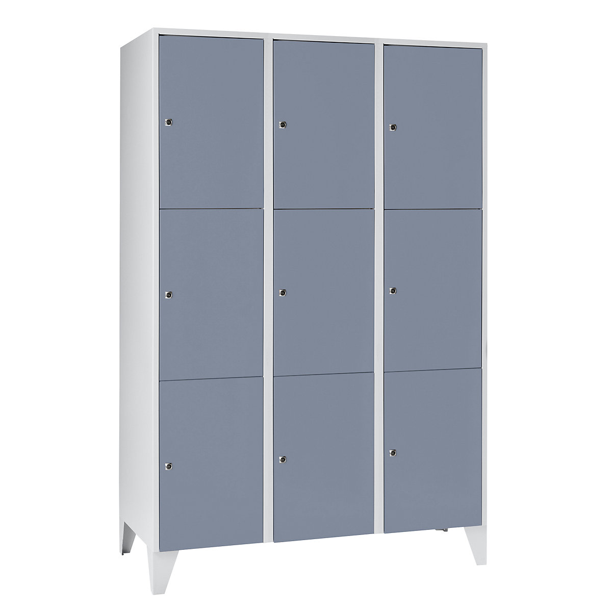 Dulap cu 3 compartimente cu încuietoare München – Wolf, 3 module, lățime 1200 mm, gri-argintiu-0