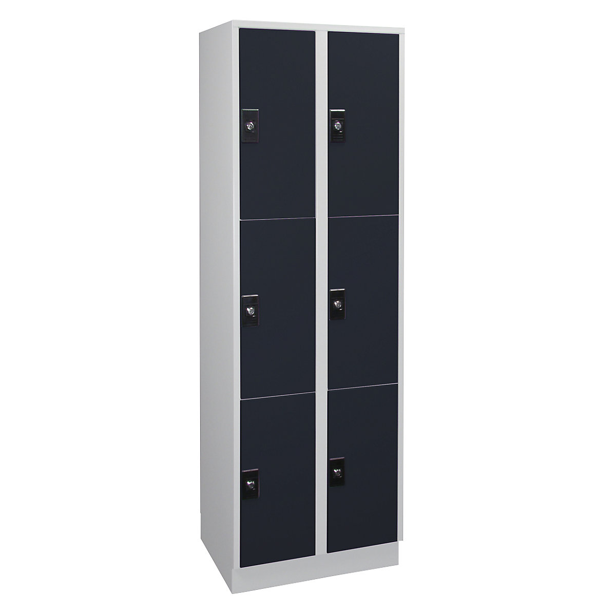 Dulap cu 3 compartimente cu încuietoare Stuttgart – Wolf, 2 module, gri deschis / gri antracit-0