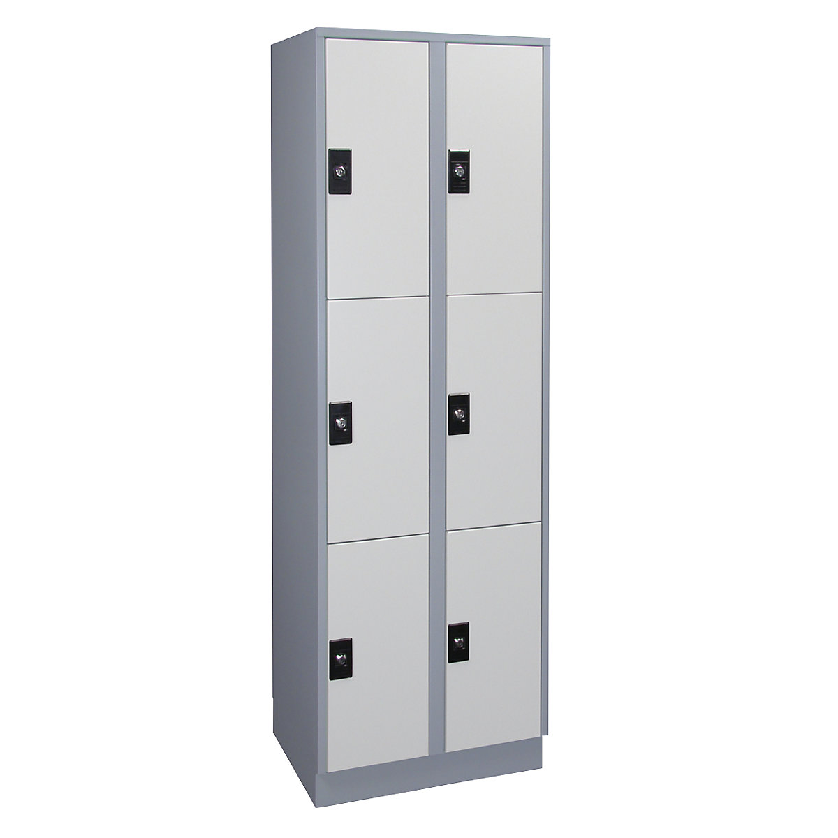 Dulap cu 3 compartimente cu încuietoare Stuttgart – Wolf, 2 module, gri-argintiu / gri deschis-0