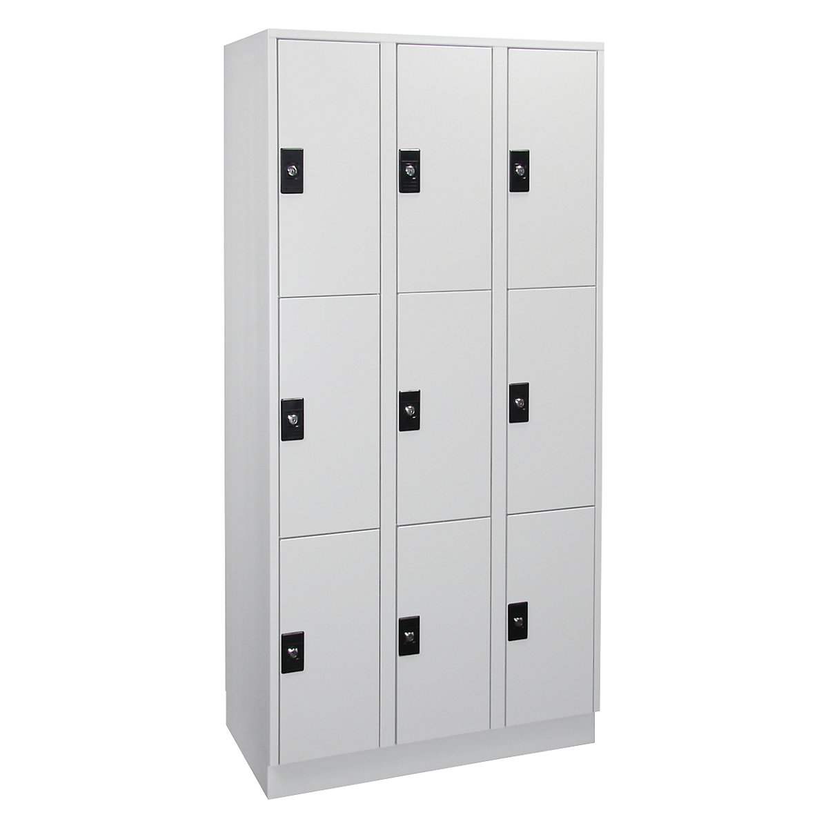 Dulap cu 3 compartimente cu încuietoare Stuttgart – Wolf, 3 module, gri deschis / gri deschis-0