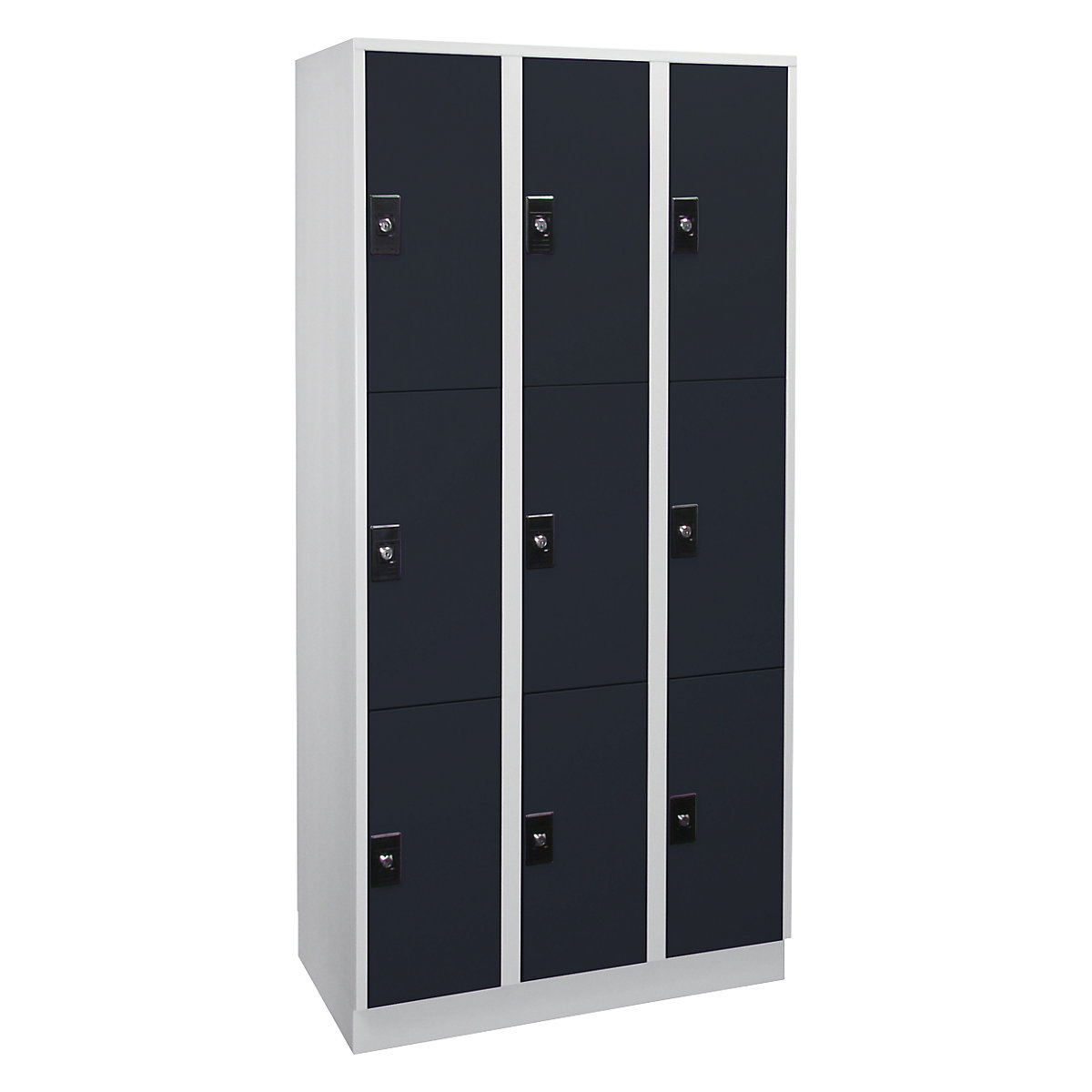 Dulap cu 3 compartimente cu încuietoare Stuttgart – Wolf, 3 module, gri deschis / gri antracit-0