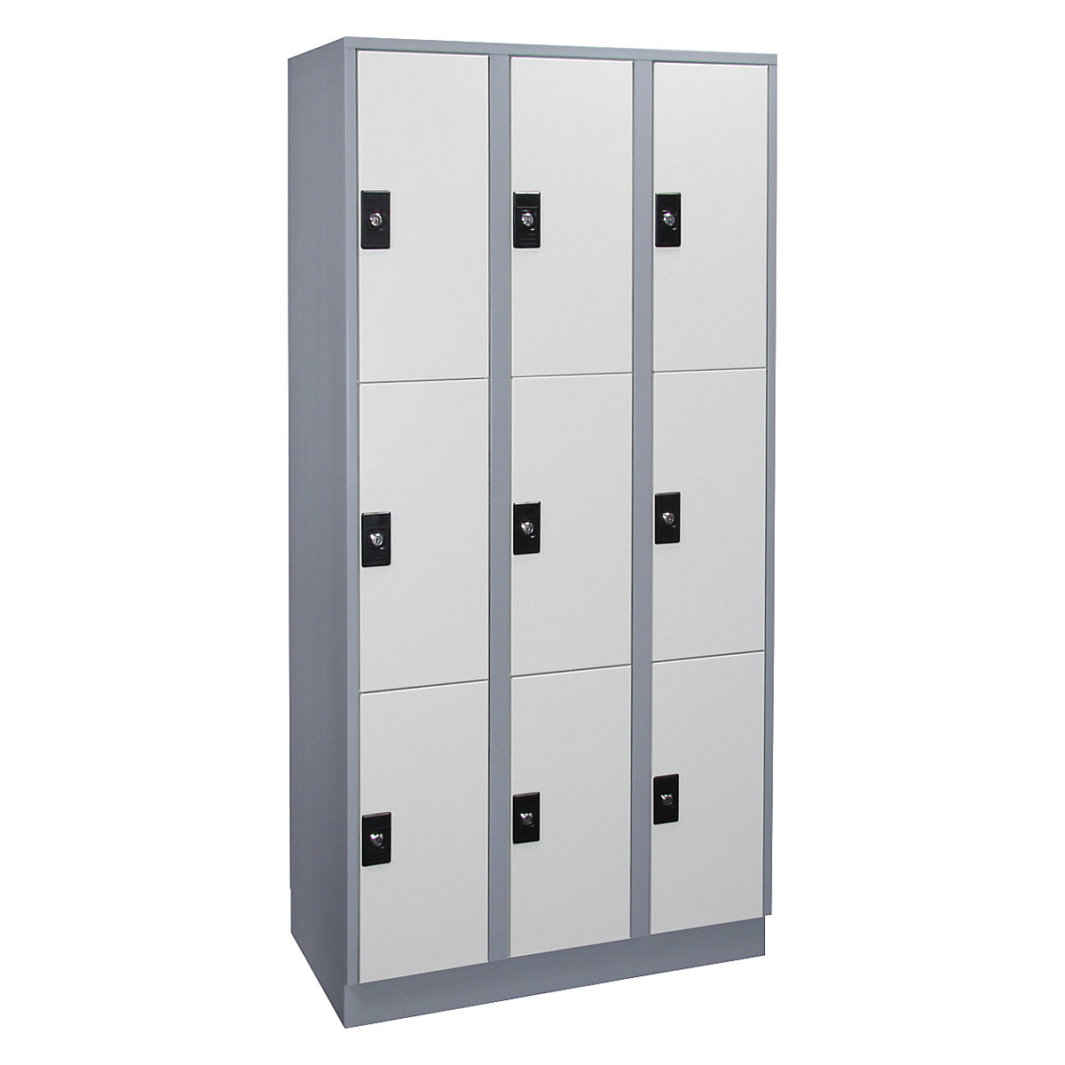 Dulap cu 3 compartimente cu încuietoare Stuttgart – Wolf, 3 module, gri-argintiu / gri deschis-0