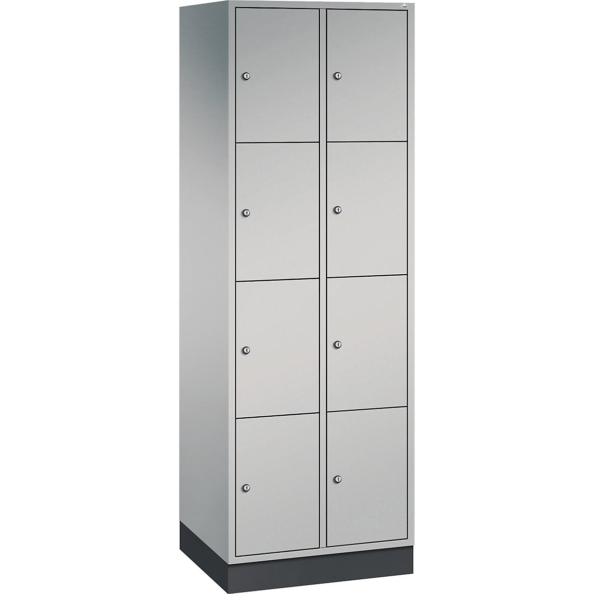 Dulap cu 4 compartimente cu încuietoare Intro – C+P, 2 module, alb aluminiu, lăț. x ad. 620 x 500 mm-0