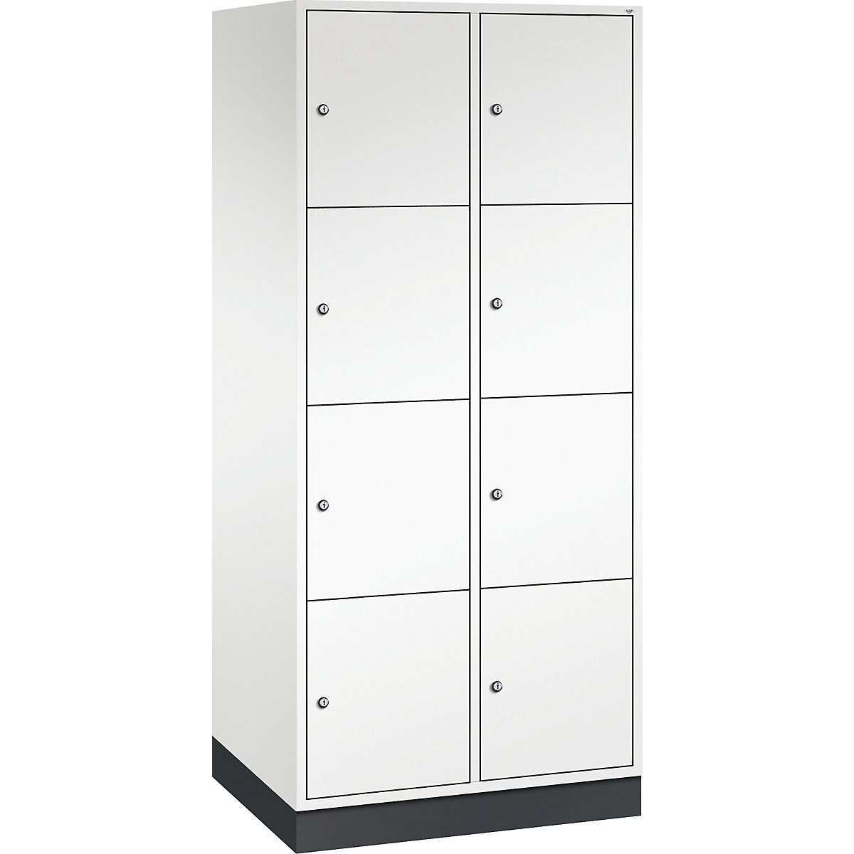 Dulap cu 4 compartimente cu încuietoare Intro – C+P, 2 module, alb pur, lăț. x ad. 820 x 600 mm-0