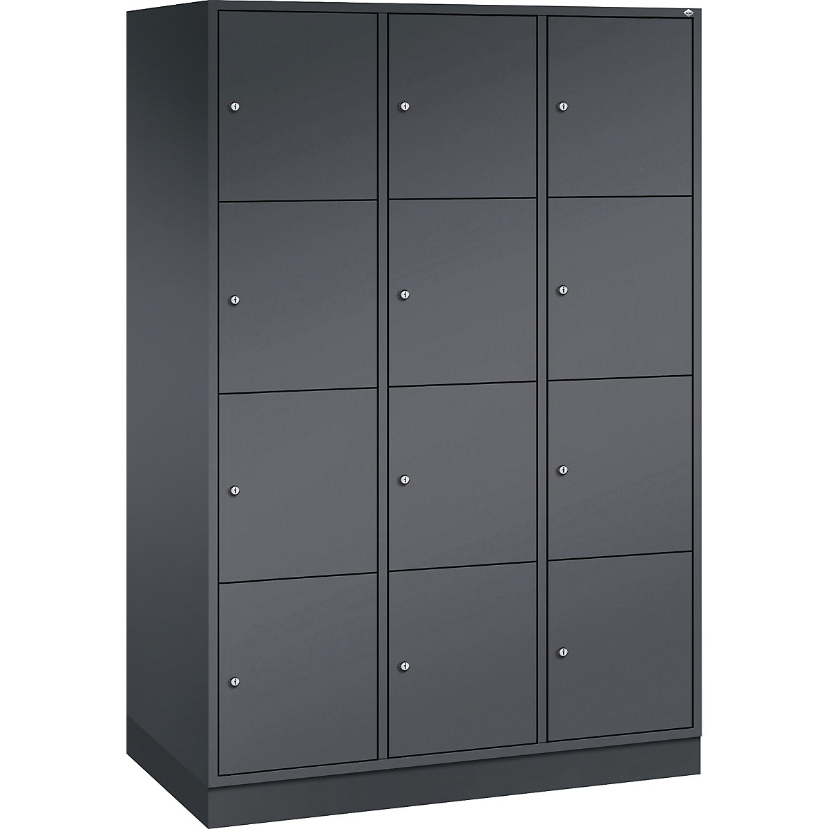 Dulap cu 4 compartimente cu încuietoare Intro – C+P, 3 module, gri negru, lăț. x ad. 1220 x 600 mm-0