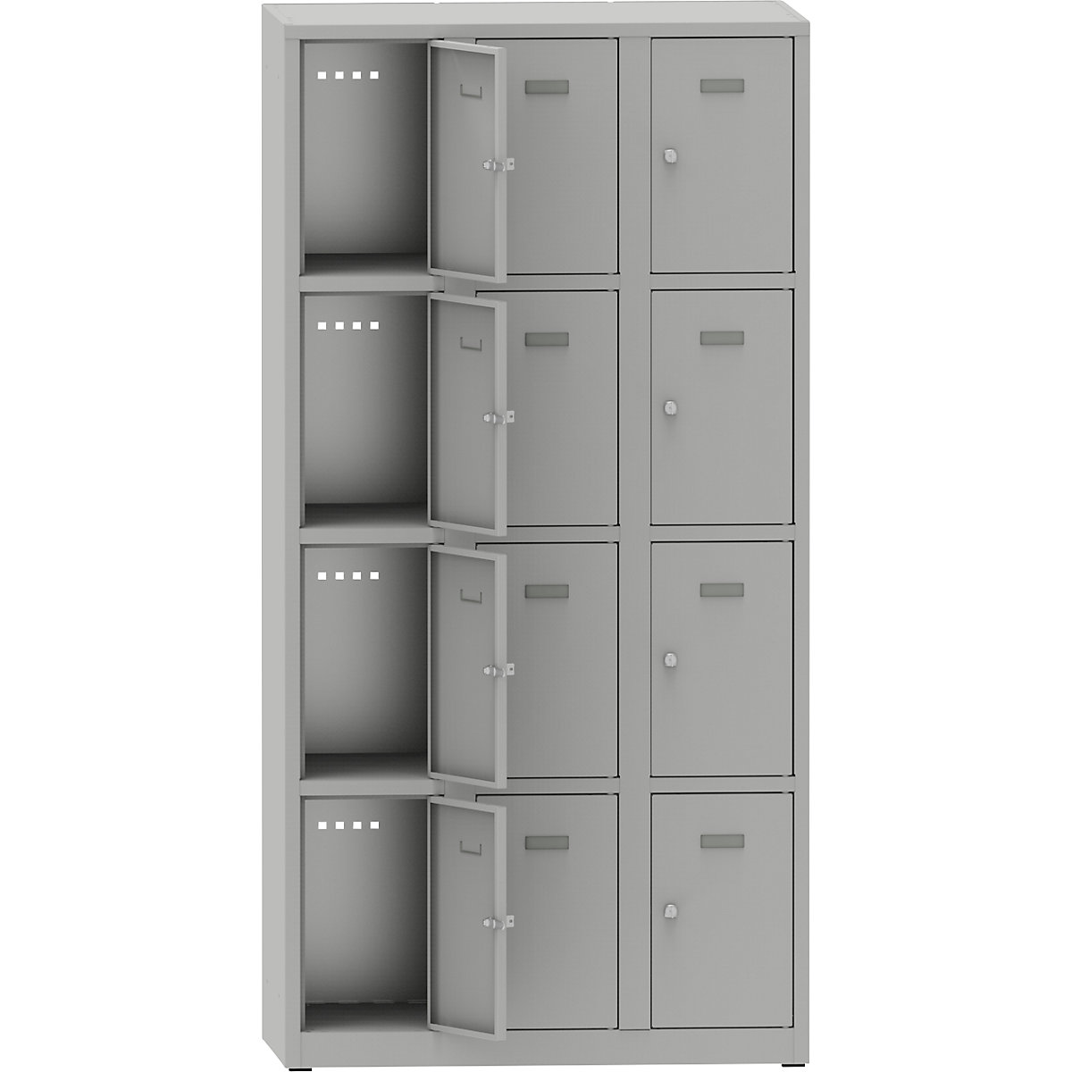 Dulap cu 4 compartimente cu încuietoare Lysa, 3 module, gri deschis-0