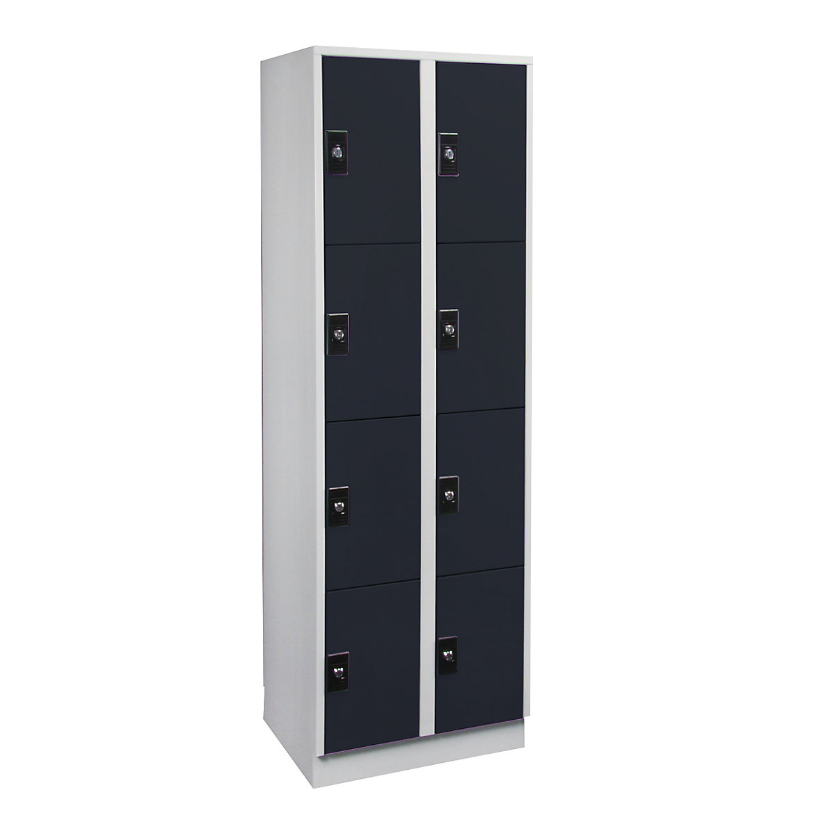 Dulap cu 4 compartimente cu încuietoare Stuttgart – Wolf, 2 module, gri deschis / gri antracit-0