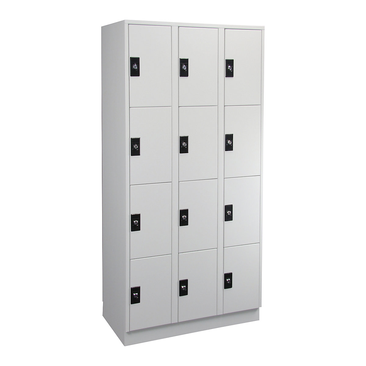 Dulap cu 4 compartimente cu încuietoare Stuttgart – Wolf, 3 module, gri deschis / gri deschis-0