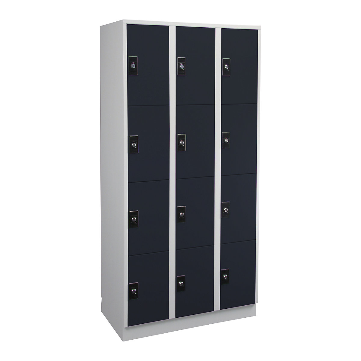 Dulap cu 4 compartimente cu încuietoare Stuttgart – Wolf, 3 module, gri deschis / gri antracit-0
