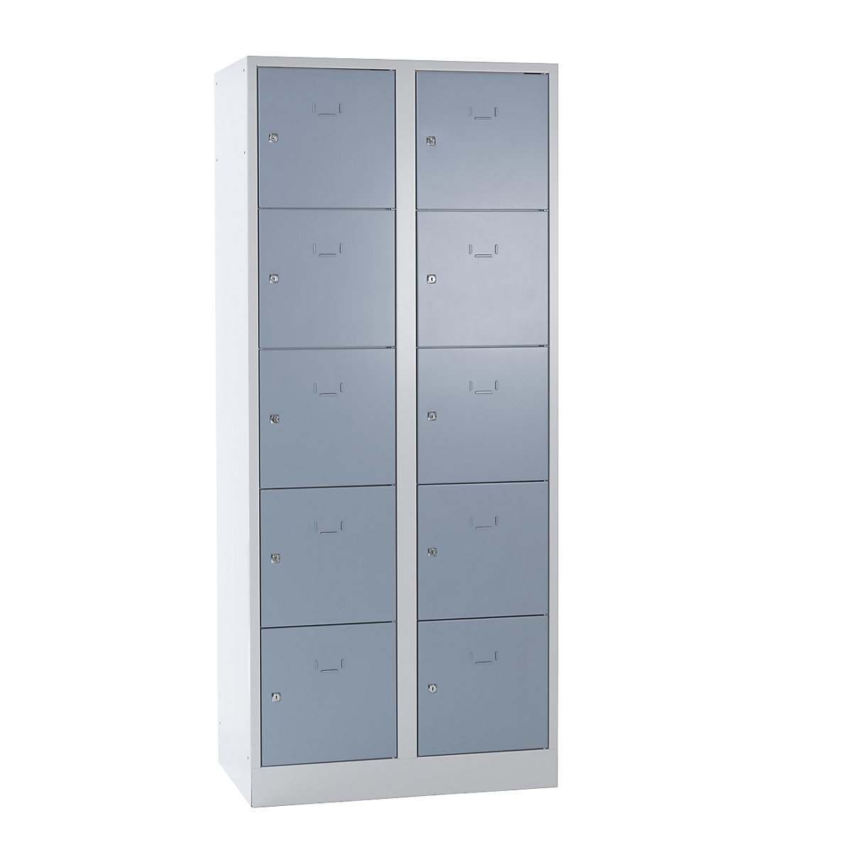 Dulap cu 5 compartimente cu încuietoare Dresden – Wolf, 2 module, gri deschis / gri argintiu, lăț. 800 mm, cu soclu-0
