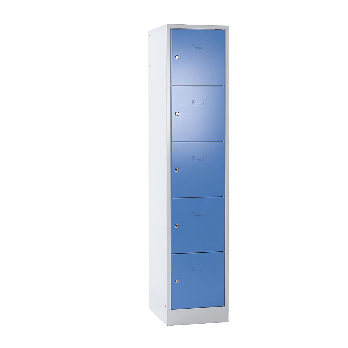 Dulap cu 5 compartimente cu încuietoare Dresden – Wolf, 1 modul, gri deschis / albastru porumbel, lăț. 400 mm, cu soclu-0