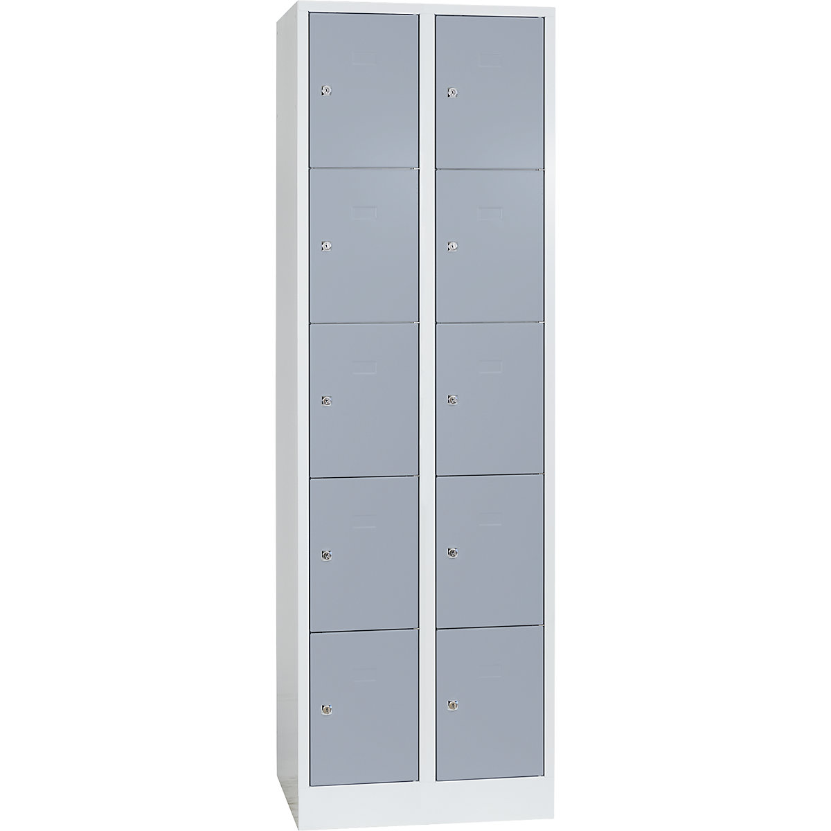 Dulap cu 5 compartimente cu încuietoare Dresden – Wolf, 2 module, gri deschis / gri argintiu, lăț. 600 mm, cu soclu-0