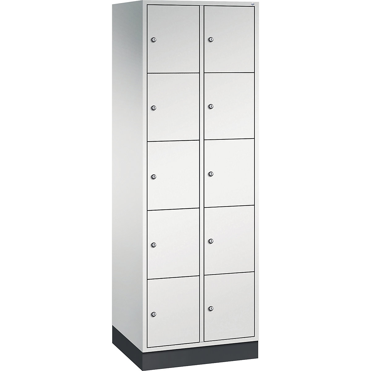 Dulap cu 5 compartimente cu încuietoare Intro – C+P, 2 module, gri deschis, lăț. x ad. 620 x 500 mm-0