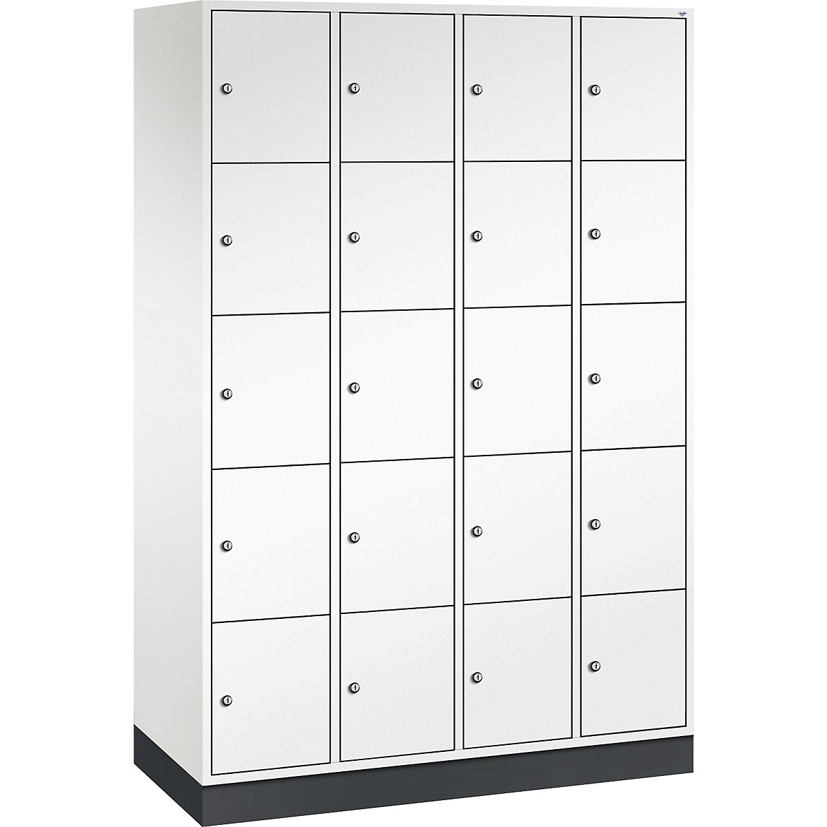 Dulap cu 5 compartimente cu încuietoare Intro – C+P, 4 module, alb pur, lăț. x ad. 1220 x 500 mm-0