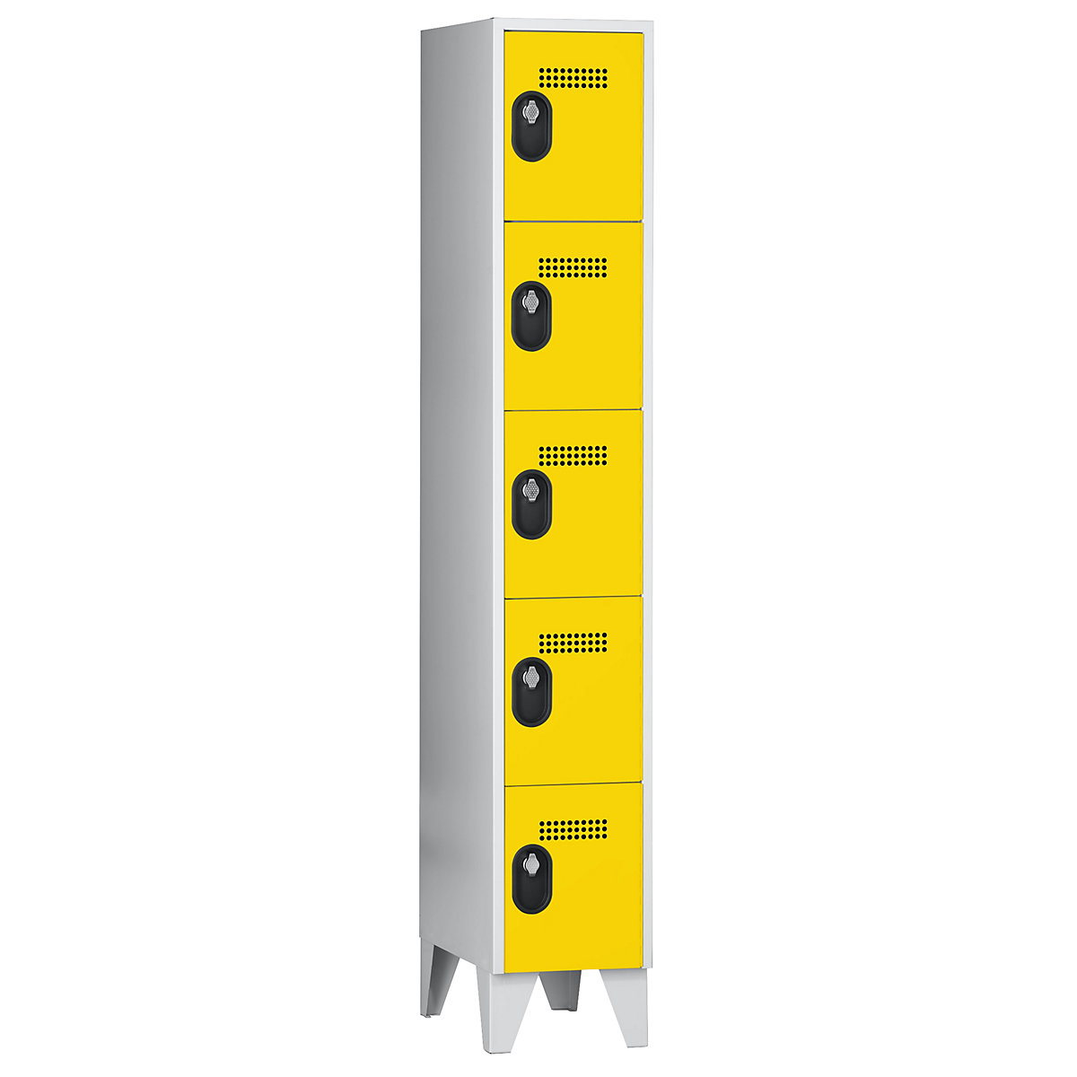 Dulap cu 5 compartimente cu încuietoare Köln – Wolf, 1 modul, gri deschis / galben zinc, 300 mm-0