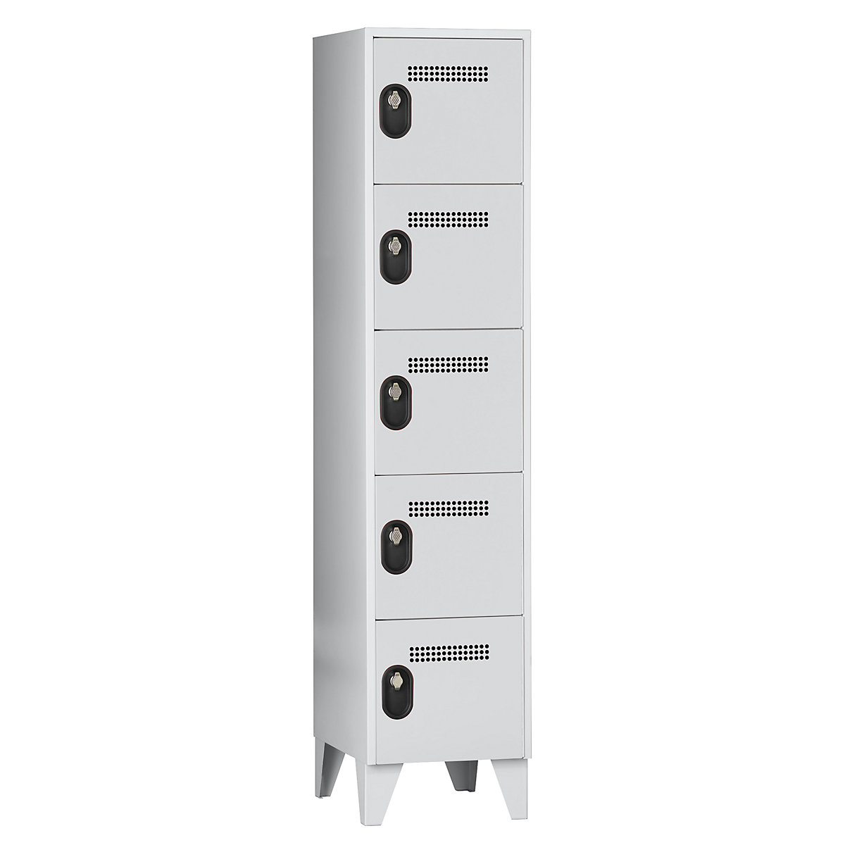 Dulap cu 5 compartimente cu încuietoare Köln – Wolf, 1 modul, gri deschis, 400 mm-0