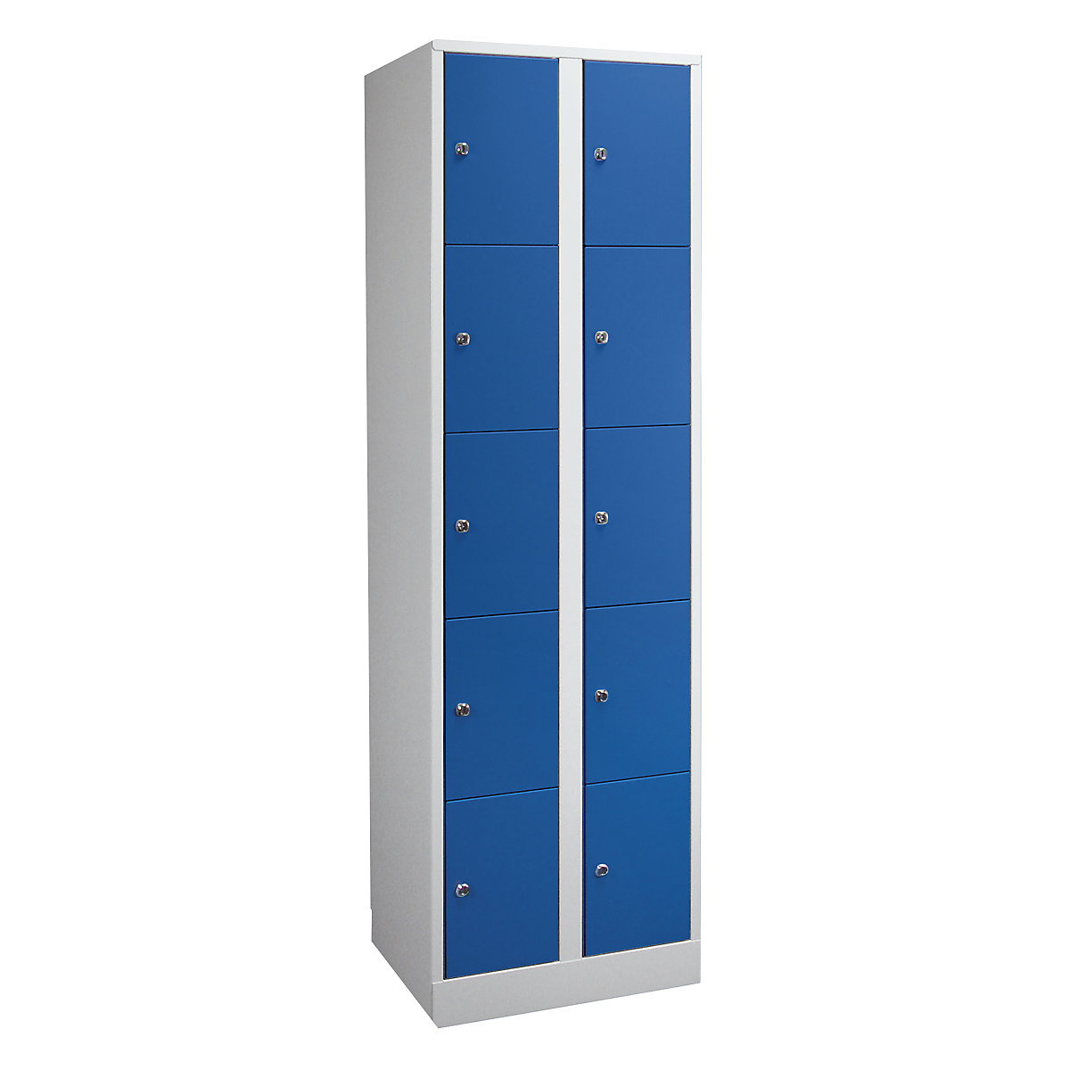Dulap cu 5 compartimente cu încuietoare Komfort – Wolf, 2 module, gri deschis / albastru gențiană, lățime 600 mm-0