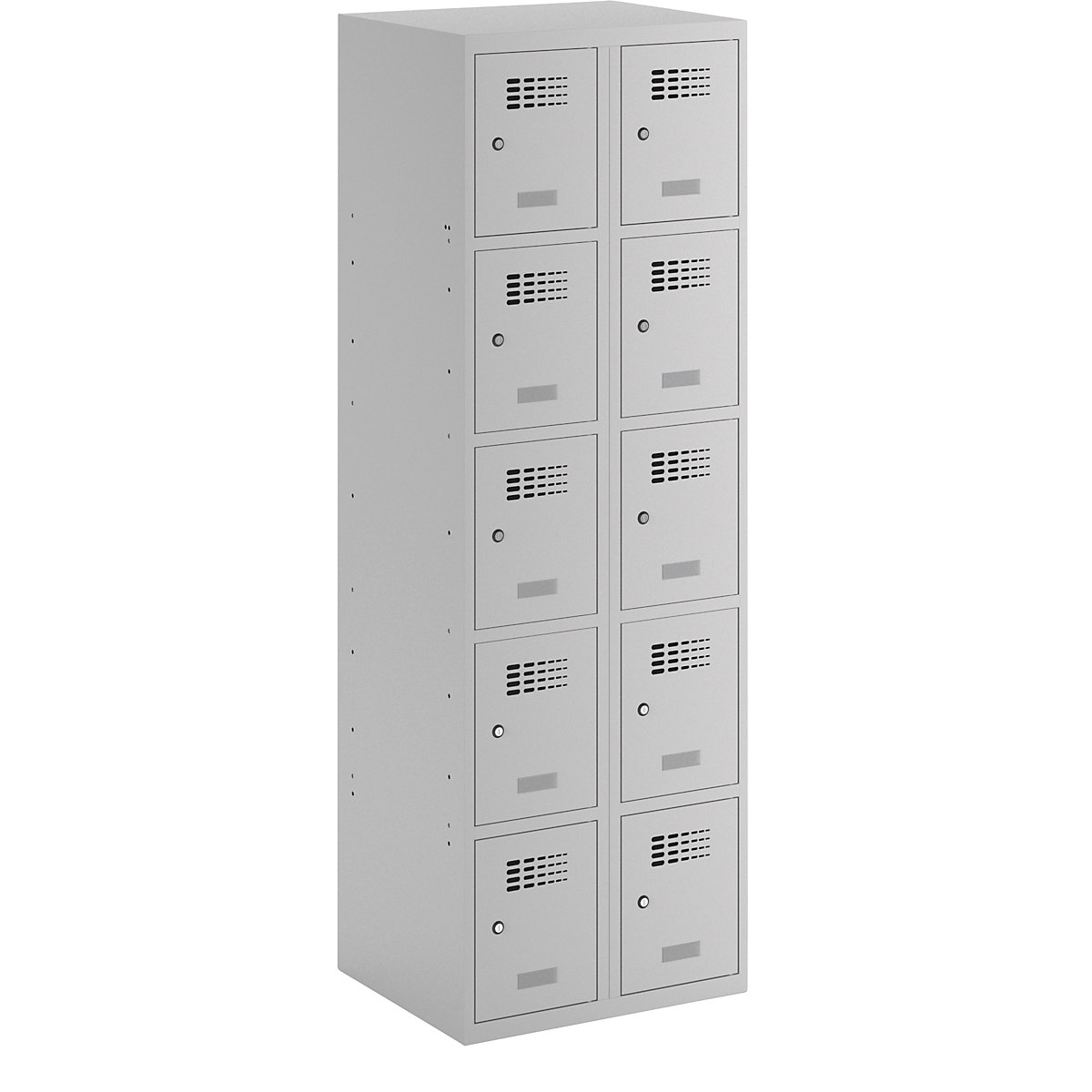 Dulap cu 5 compartimente cu încuietoare Suwalki, 2 module, gri deschis, lăț. 600 mm, cu soclu-0