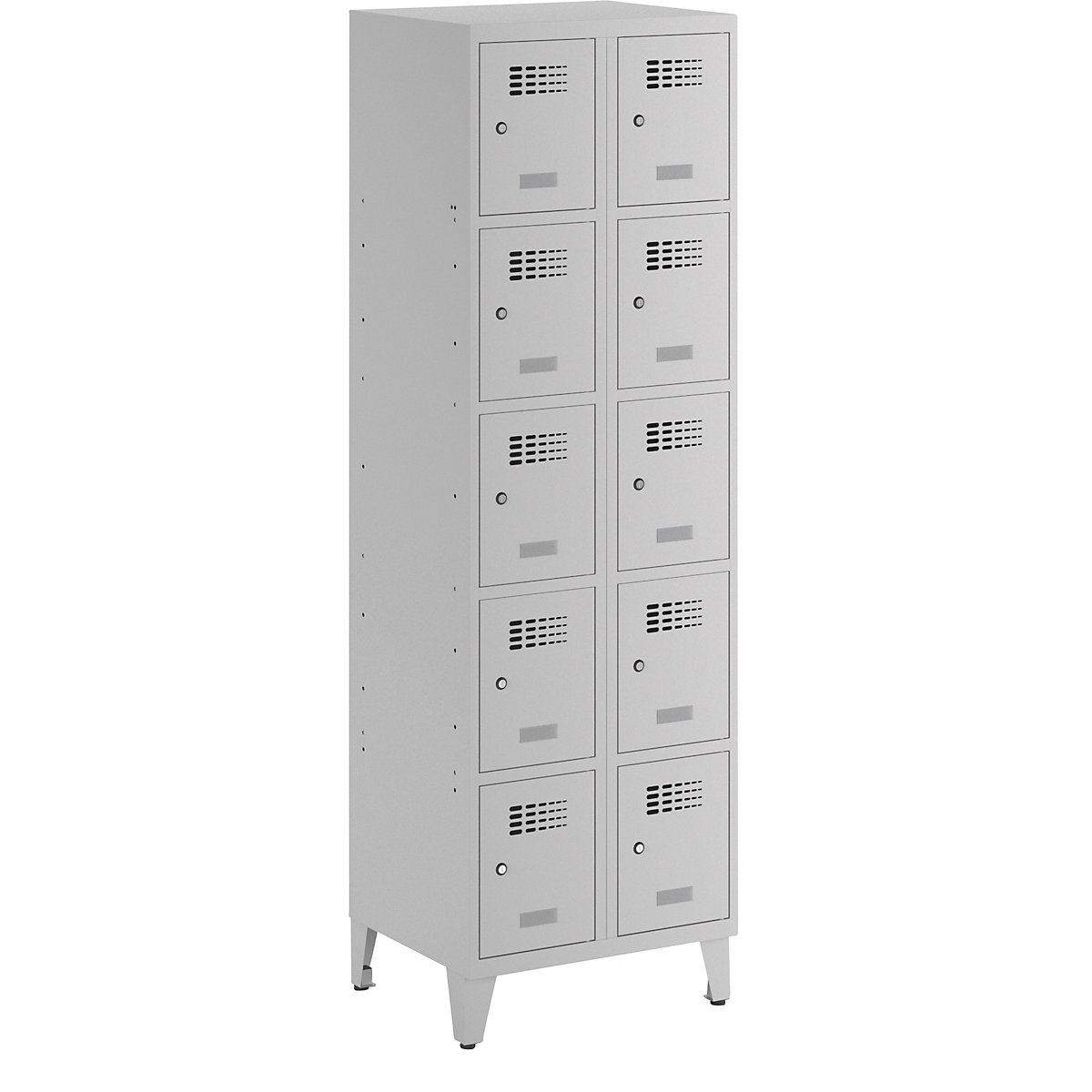 Dulap cu 5 compartimente cu încuietoare Suwalki, 2 module, gri deschis, lăț. 600 mm, cu picioare-0
