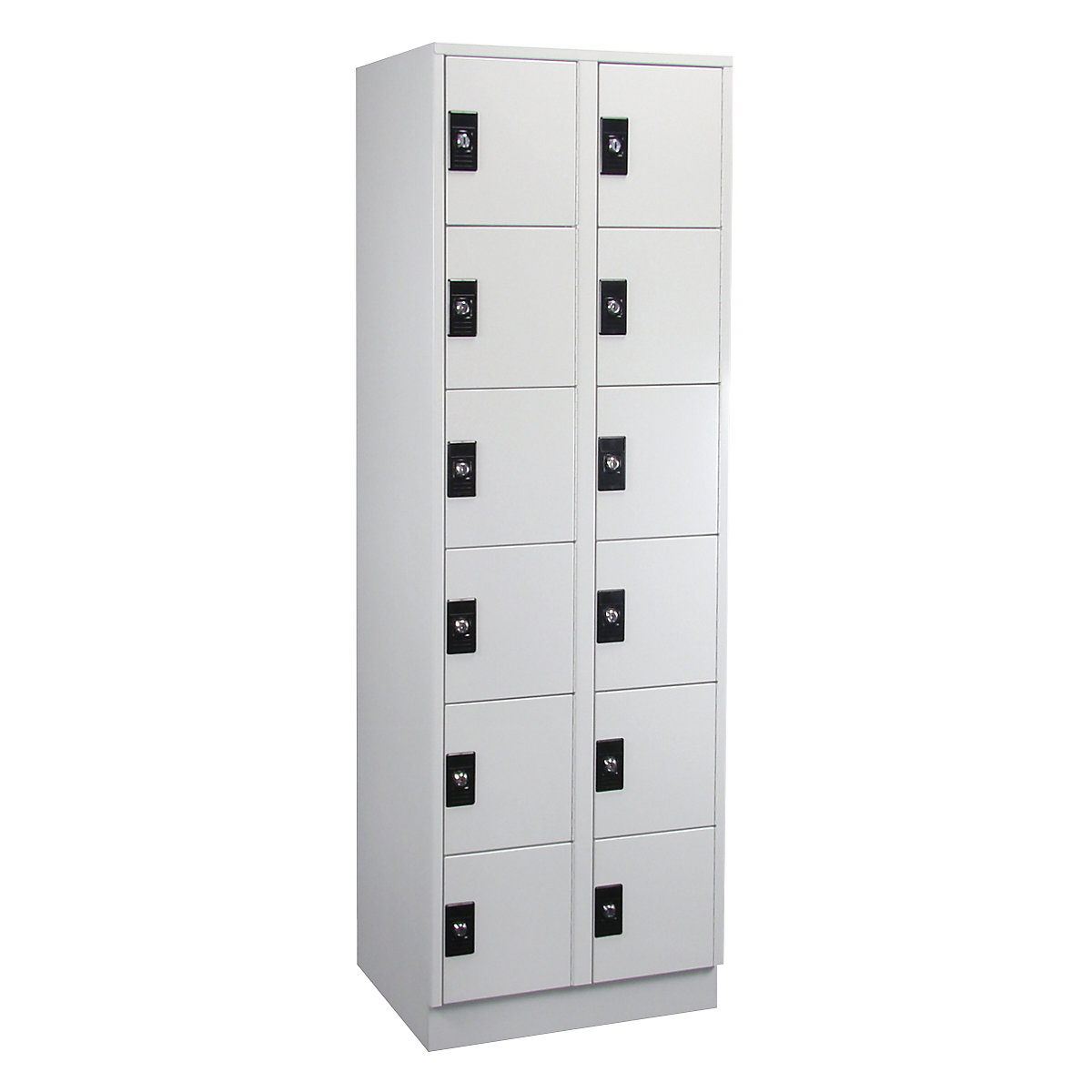 Dulap cu 6 compartimente cu încuietoare Stuttgart – Wolf, 2 module, gri deschis / gri deschis-0
