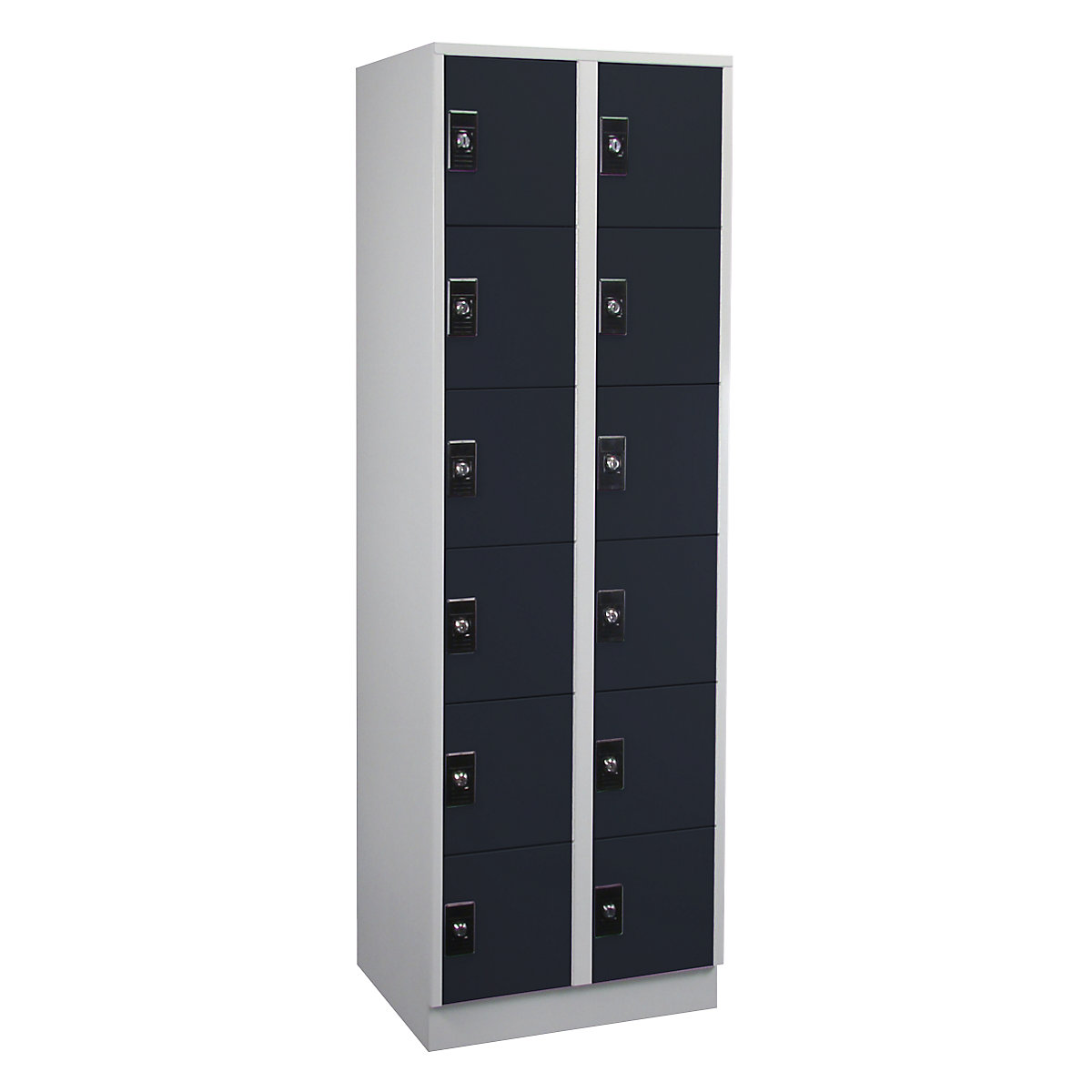 Dulap cu 6 compartimente cu încuietoare Stuttgart – Wolf, 2 module, gri deschis / antracit-0