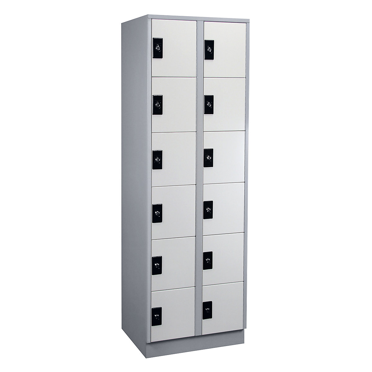 Dulap cu 6 compartimente cu încuietoare Stuttgart – Wolf, 2 module, gri-argintiu / gri deschis-0