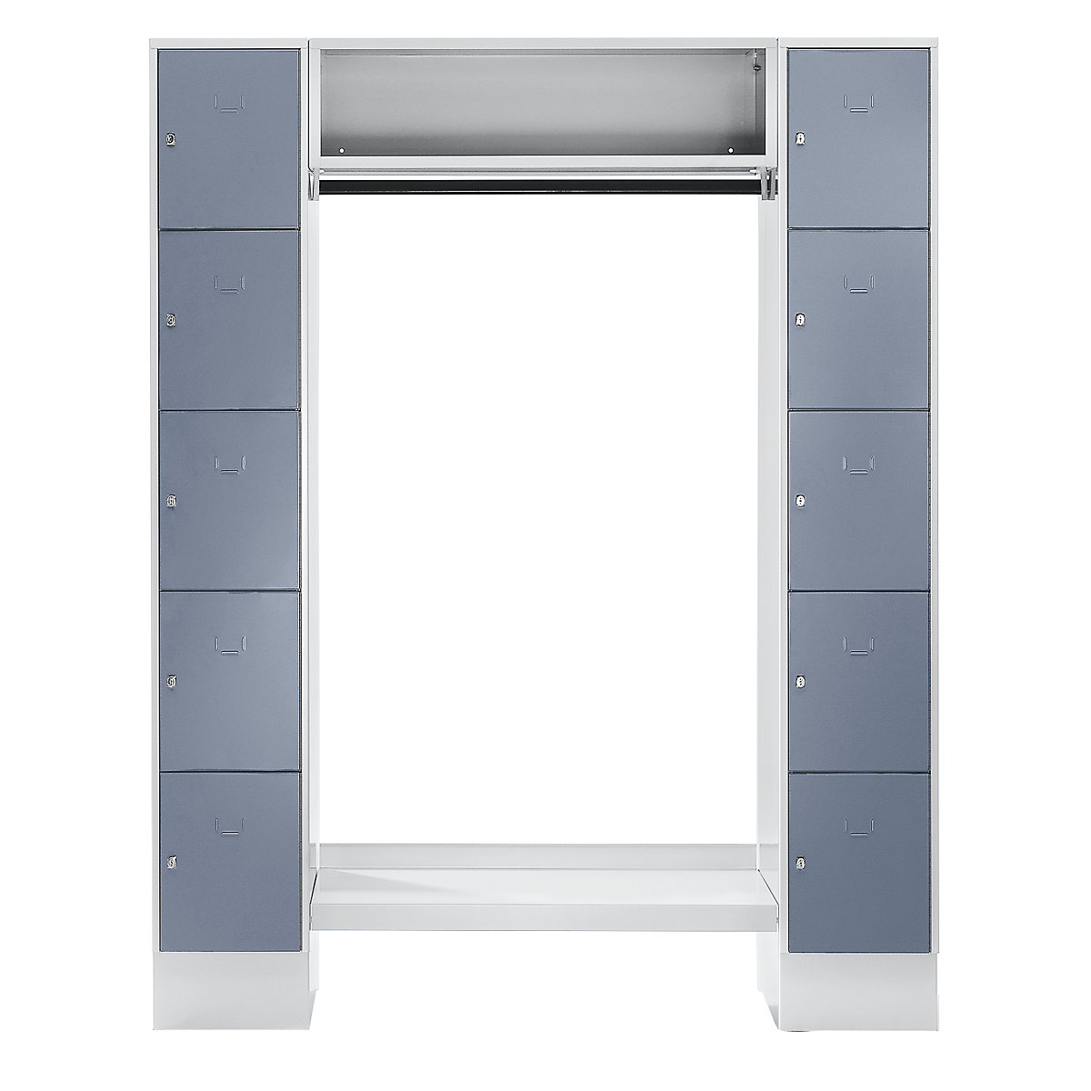 Sistem de vestiar cu compartimente cu încuietoare Dresden – Wolf, 2 module, 1 garderobă, lăț. 1470 mm, gri deschis / gri-argintiu-0