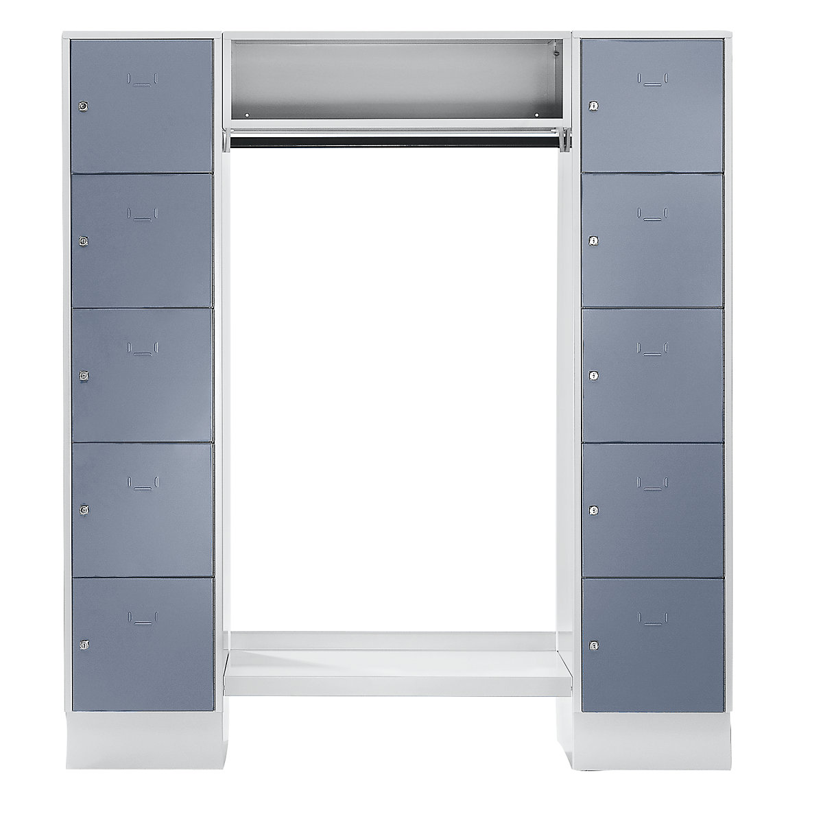 Sistem de vestiar cu compartimente cu încuietoare Dresden – Wolf, 2 module, 1 garderobă, lăț. 1670 mm, gri deschis / gri-argintiu-0