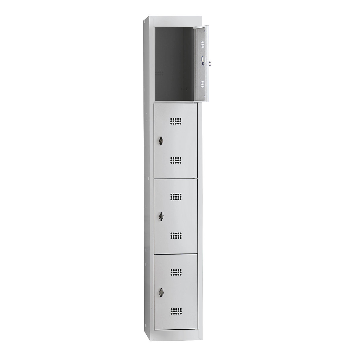 dulap cu 4 compartimente Hamburg – Wolf, 1 modul, 4 compartimente, înălțime 410 mm, lățime 300 mm, element de bază, gri deschis / gri deschis-0